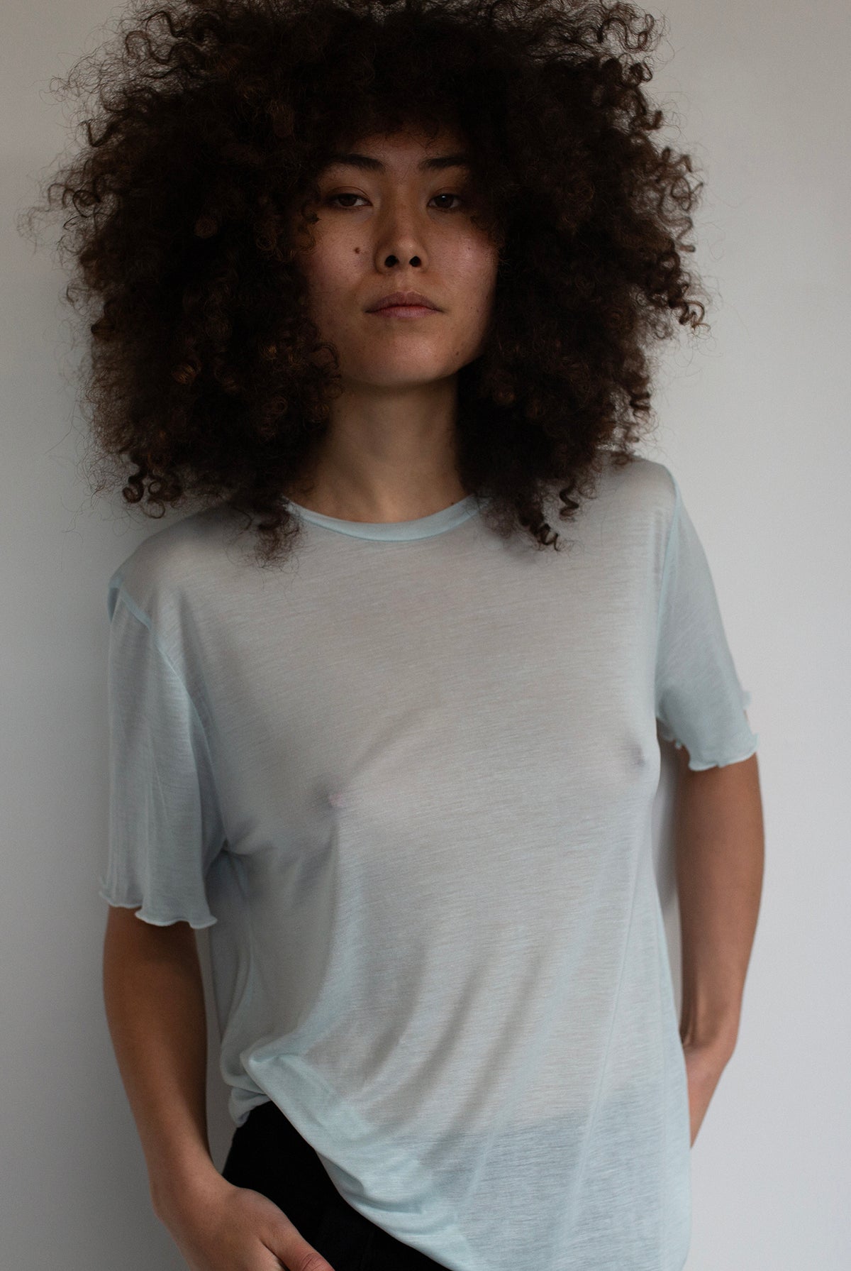 FINE KNIT SLOUCH TEE – SKY BLUE