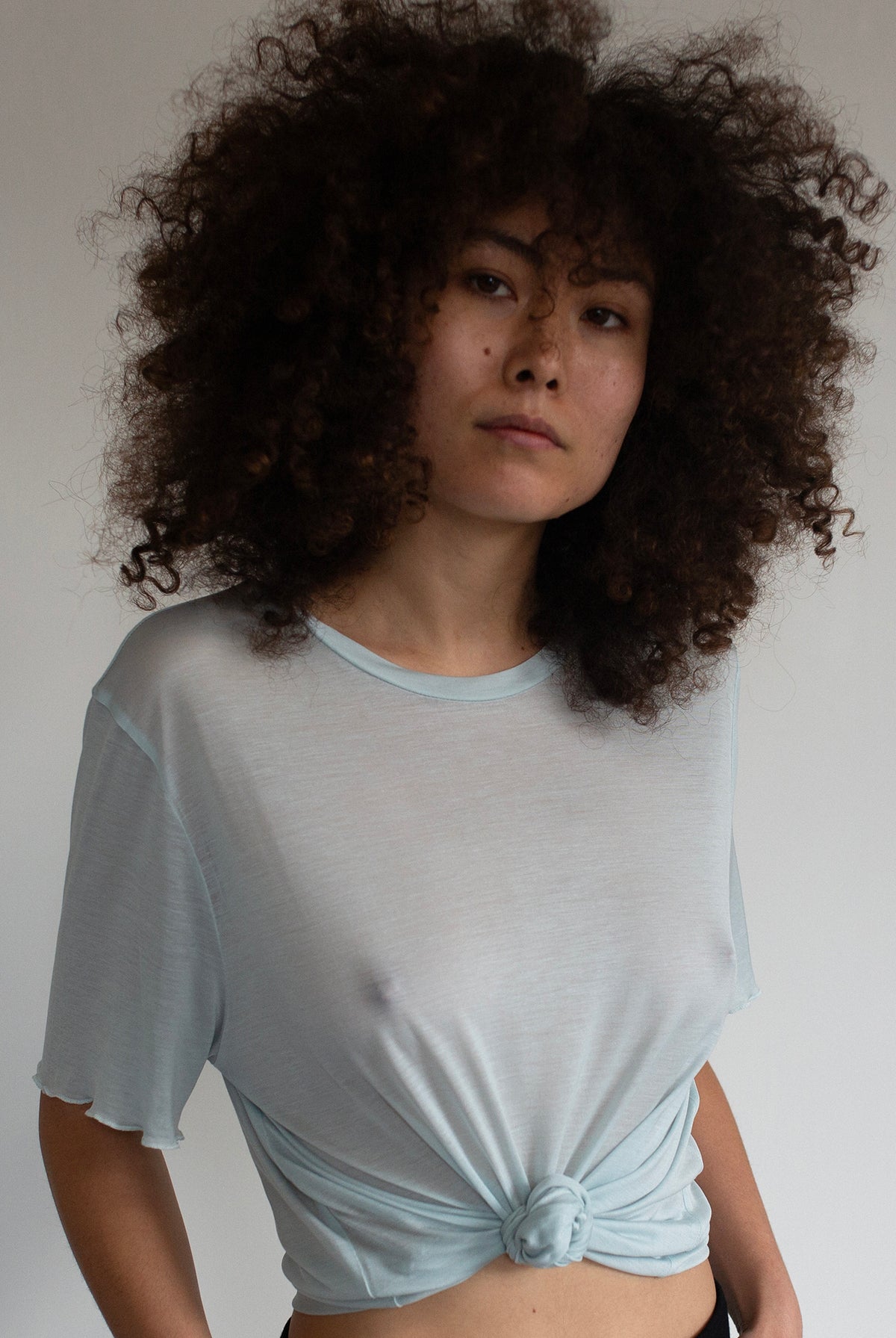 FINE KNIT SLOUCH TEE – SKY BLUE