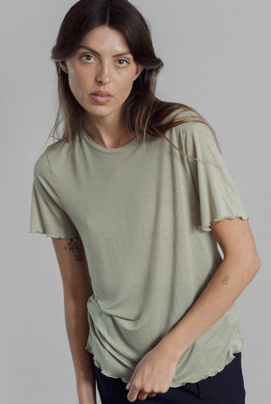 FINE KNIT SLOUCH TEE – HAZY OLIVE