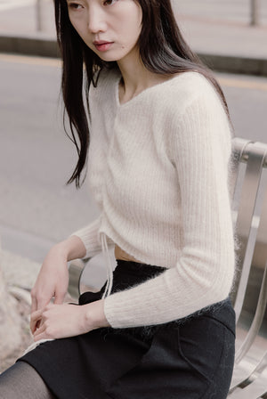 ASYMMETRIC MOHAIR SILK KNIT - IVORY