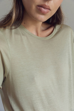 FINE KNIT SLOUCH TEE – HAZY OLIVE