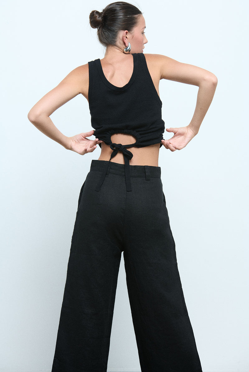 AURELIE LINEN PANT - BLACK