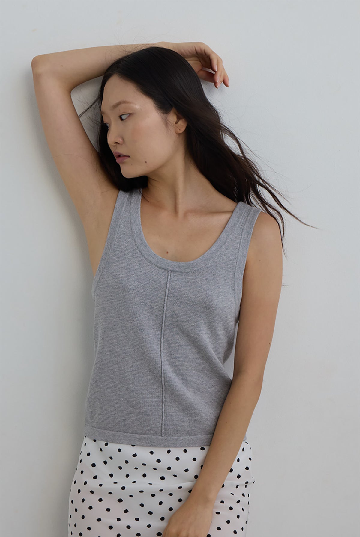 DAWN COTTON CASHMERE KNIT TANK - GREY MARLE