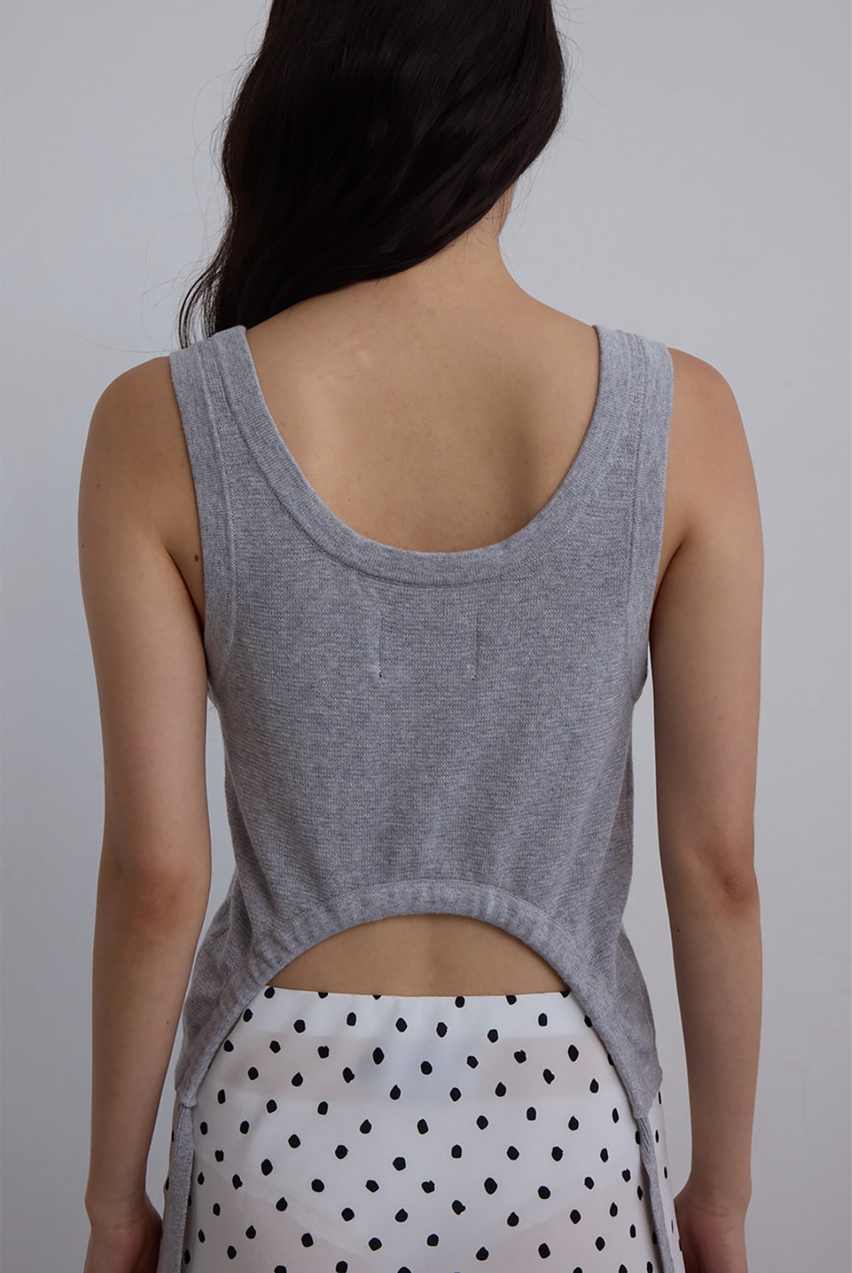 DAWN COTTON CASHMERE KNIT TANK - GREY MARLE