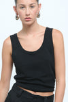 DAWN COTTON CASHMERE KNIT TANK - BLACK