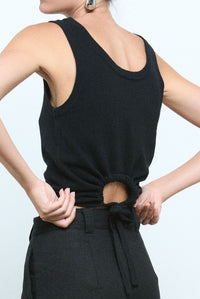 DAWN COTTON CASHMERE KNIT TANK - BLACK
