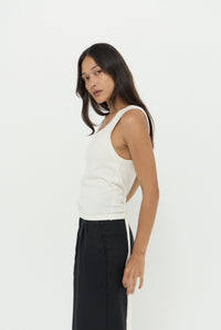 DAWN COTTON CASHMERE KNIT TANK - IVORY