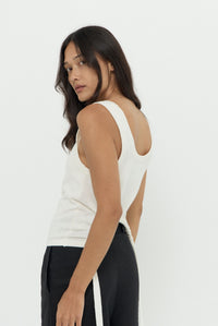 DAWN COTTON CASHMERE KNIT TANK - IVORY