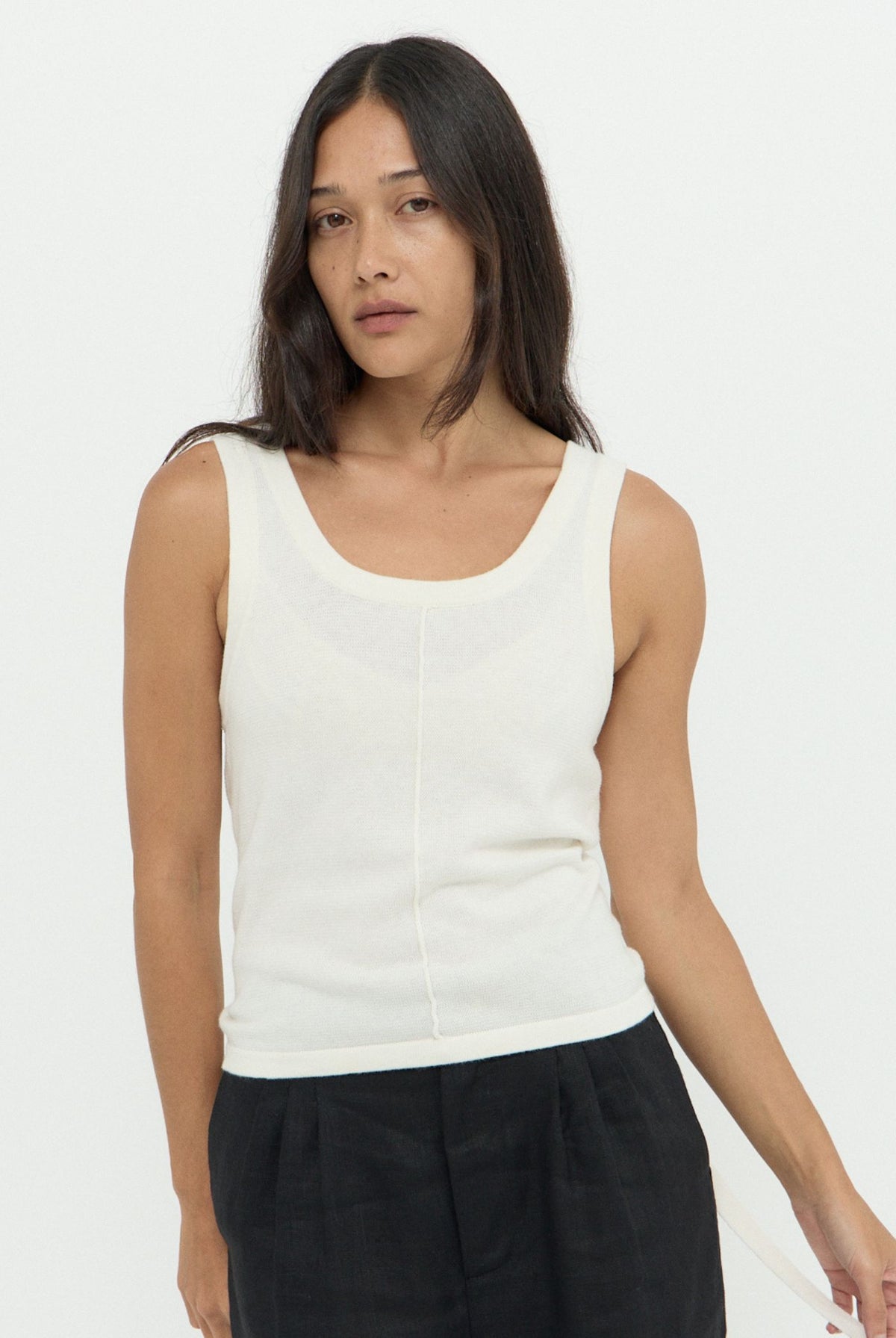 DAWN COTTON CASHMERE KNIT TANK - IVORY