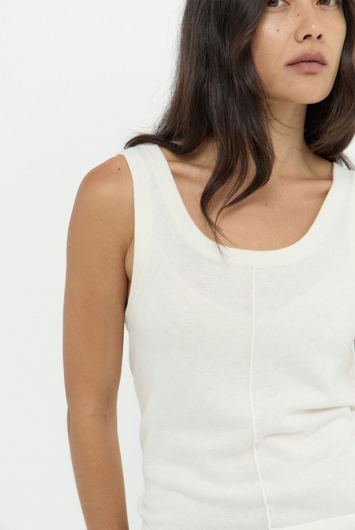 DAWN COTTON CASHMERE KNIT TANK - IVORY