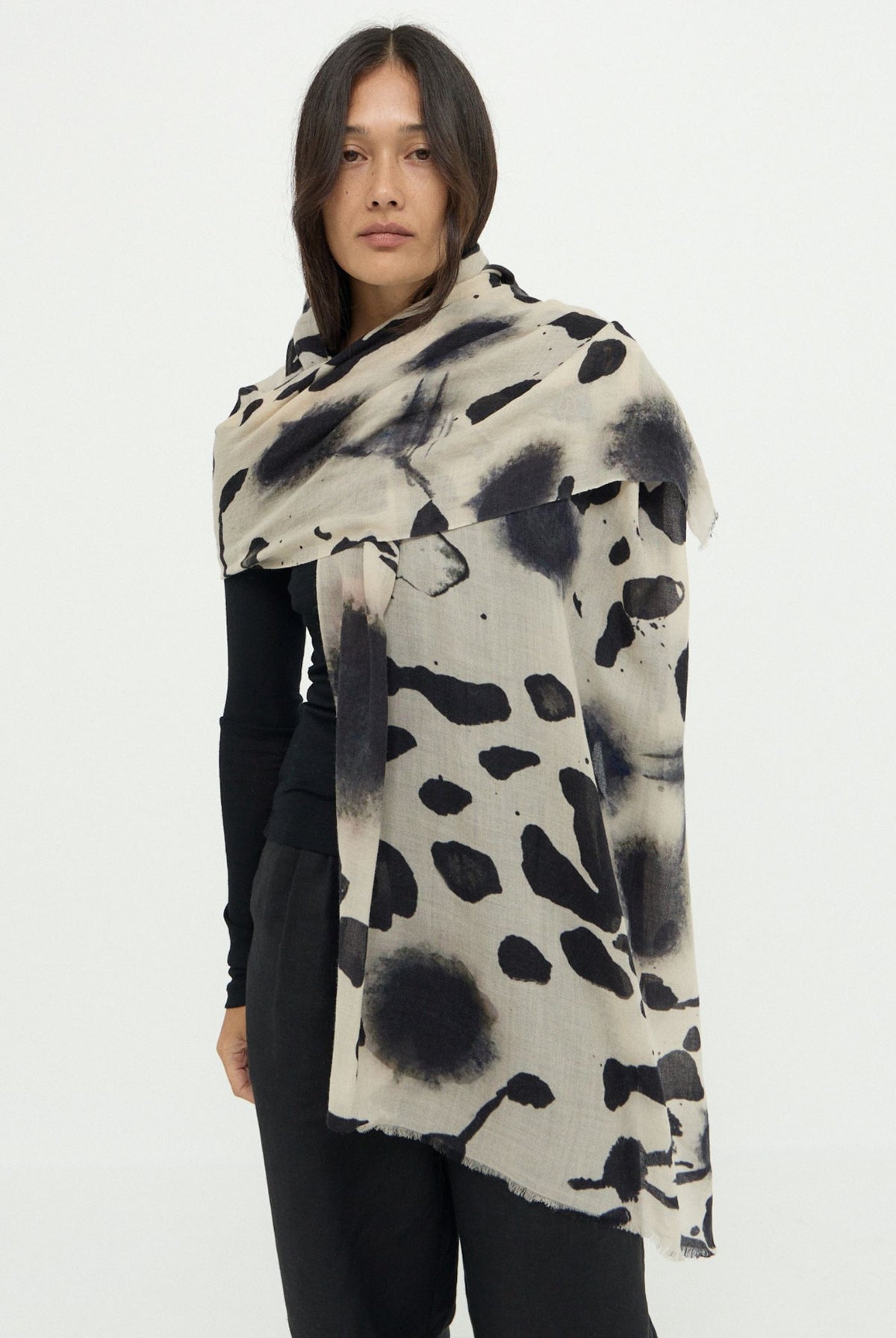 DIFFUSE WOOL CASHMERE SCARF - INK
