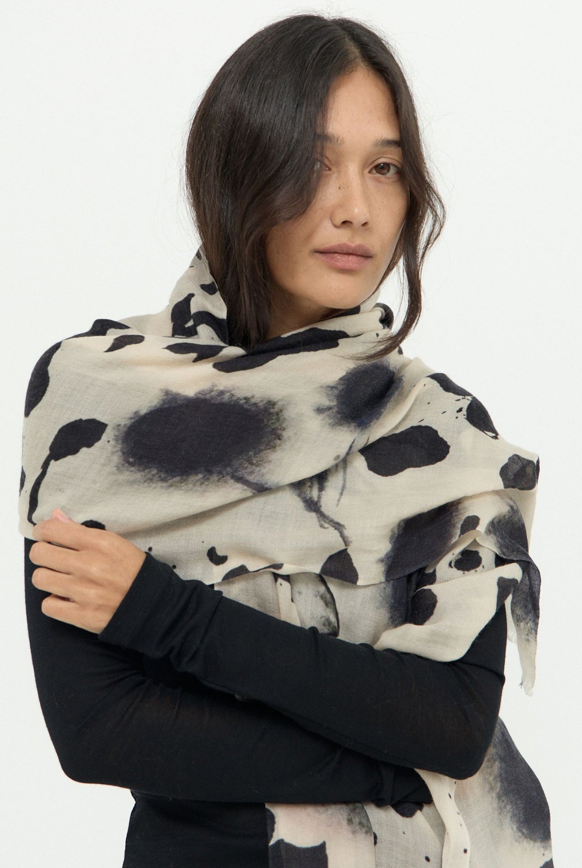 DIFFUSE WOOL CASHMERE SCARF - INK