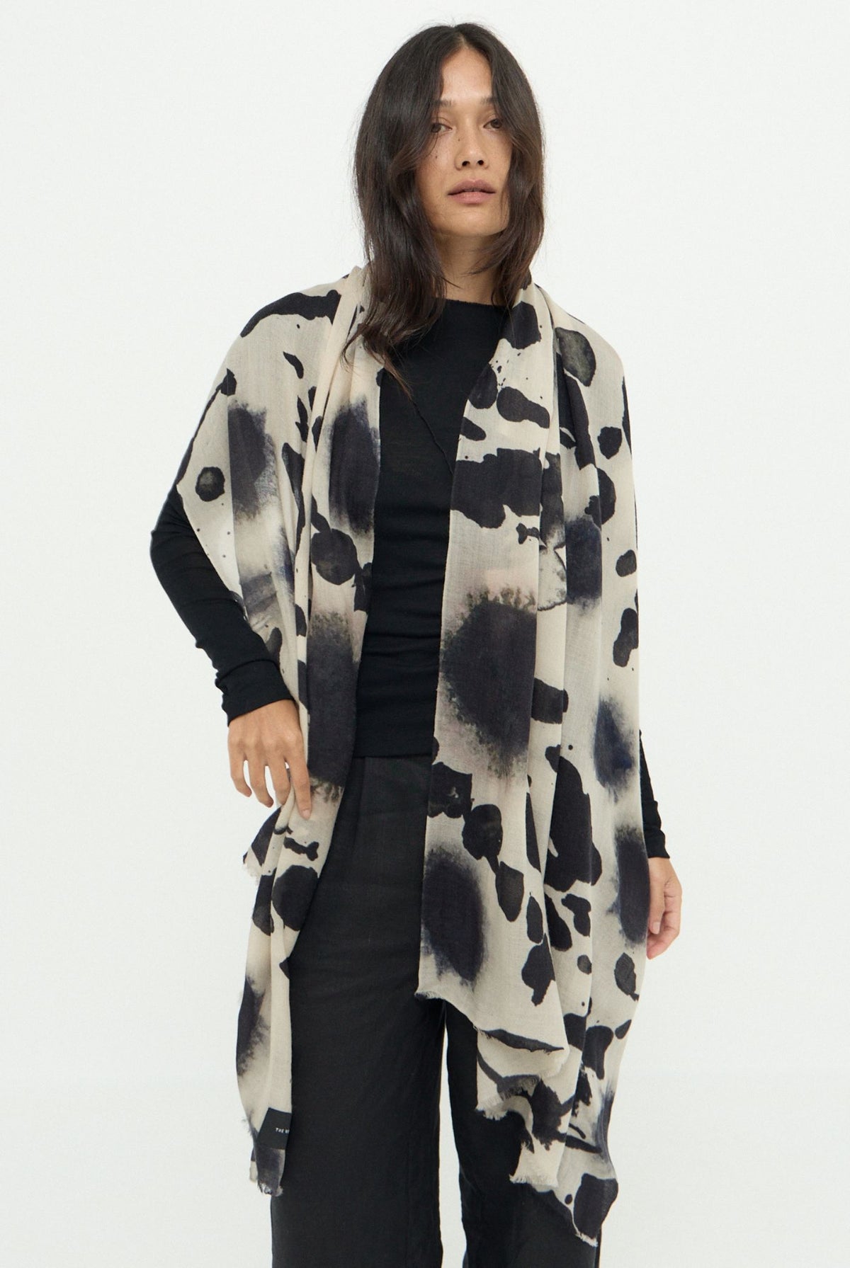 DIFFUSE WOOL CASHMERE SCARF - INK