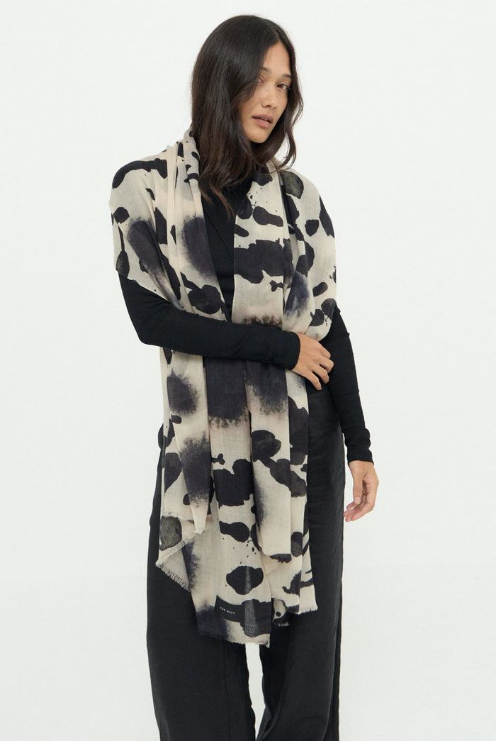 DIFFUSE WOOL CASHMERE SCARF - INK