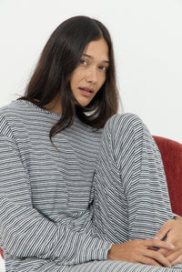 DYLAN LONG SLEEVE LOUNGE TOP - BLACK STRIPE