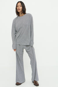 DYLAN LONG SLEEVE LOUNGE TOP - BLACK STRIPE