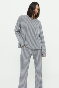 DYLAN LONG SLEEVE LOUNGE TOP - BLACK STRIPE