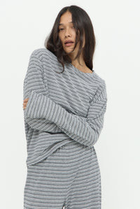 DYLAN LONG SLEEVE LOUNGE TOP - BLACK STRIPE