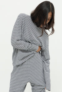 DYLAN LONG SLEEVE LOUNGE TOP - BLACK STRIPE