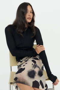 ELEMENTAL MERINO WOOL LOUNGE TOP - BLACK