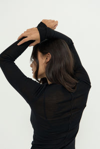 ELEMENTAL MERINO WOOL LOUNGE TOP - BLACK
