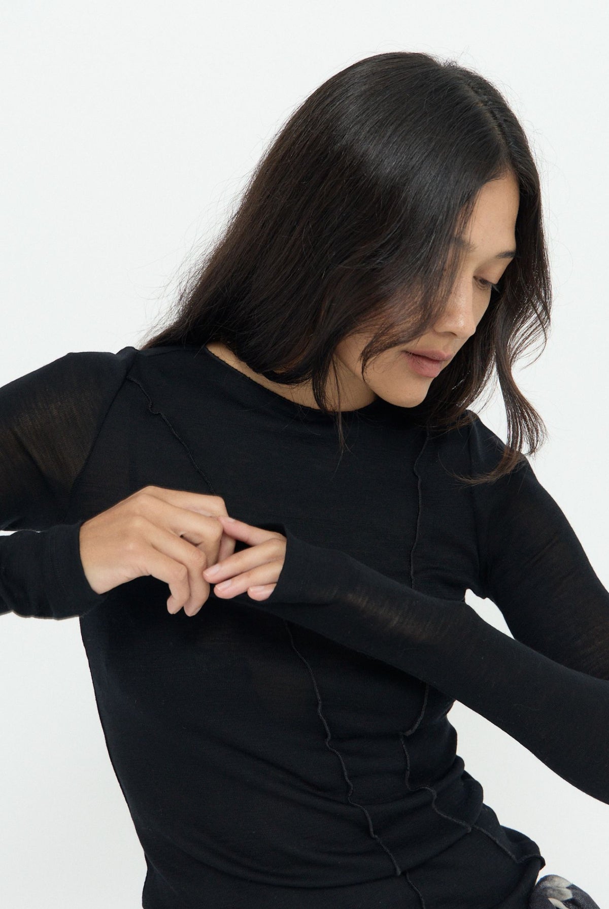 ELEMENTAL MERINO WOOL LOUNGE TOP - BLACK