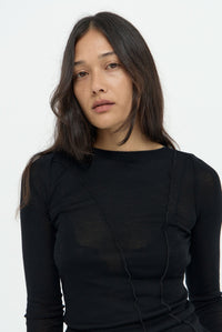 ELEMENTAL MERINO WOOL LOUNGE TOP - BLACK