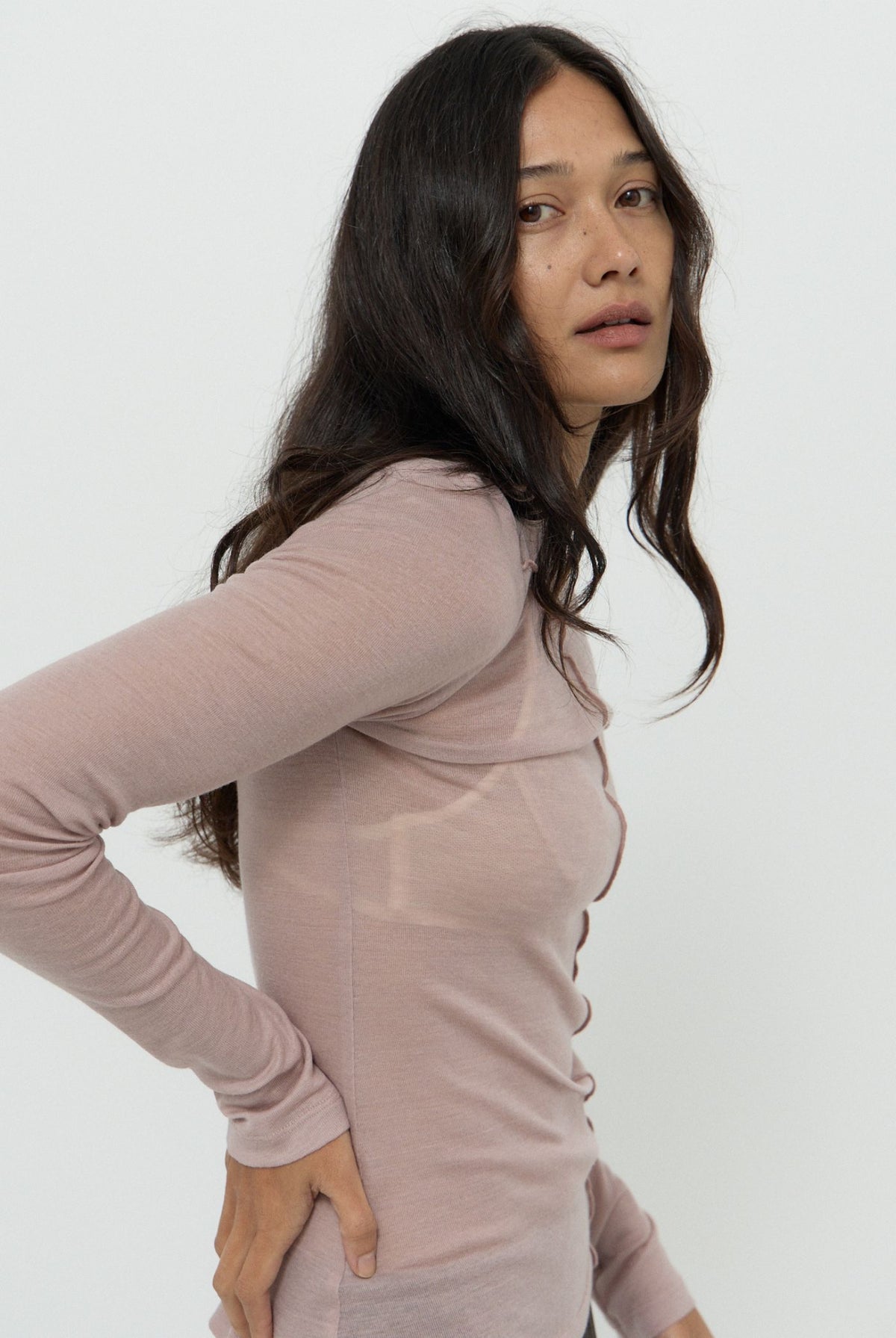 ELEMENTAL MERINO WOOL LOUNGE TOP - DIRTY ROSE