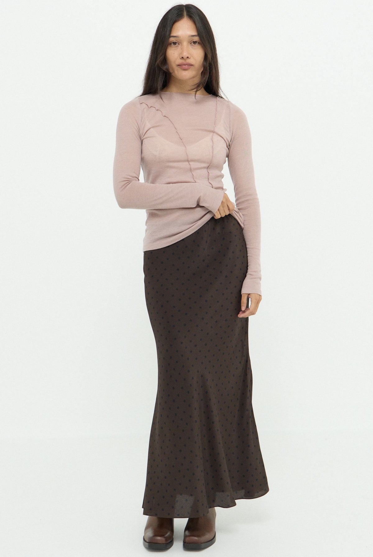 ELEMENTAL MERINO WOOL LOUNGE TOP - DIRTY ROSE