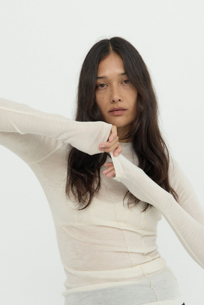 ELEMENTAL MERINO WOOL LOUNGE TOP - IVORY