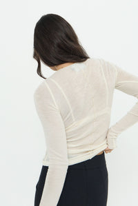 ELEMENTAL MERINO WOOL LOUNGE TOP - IVORY