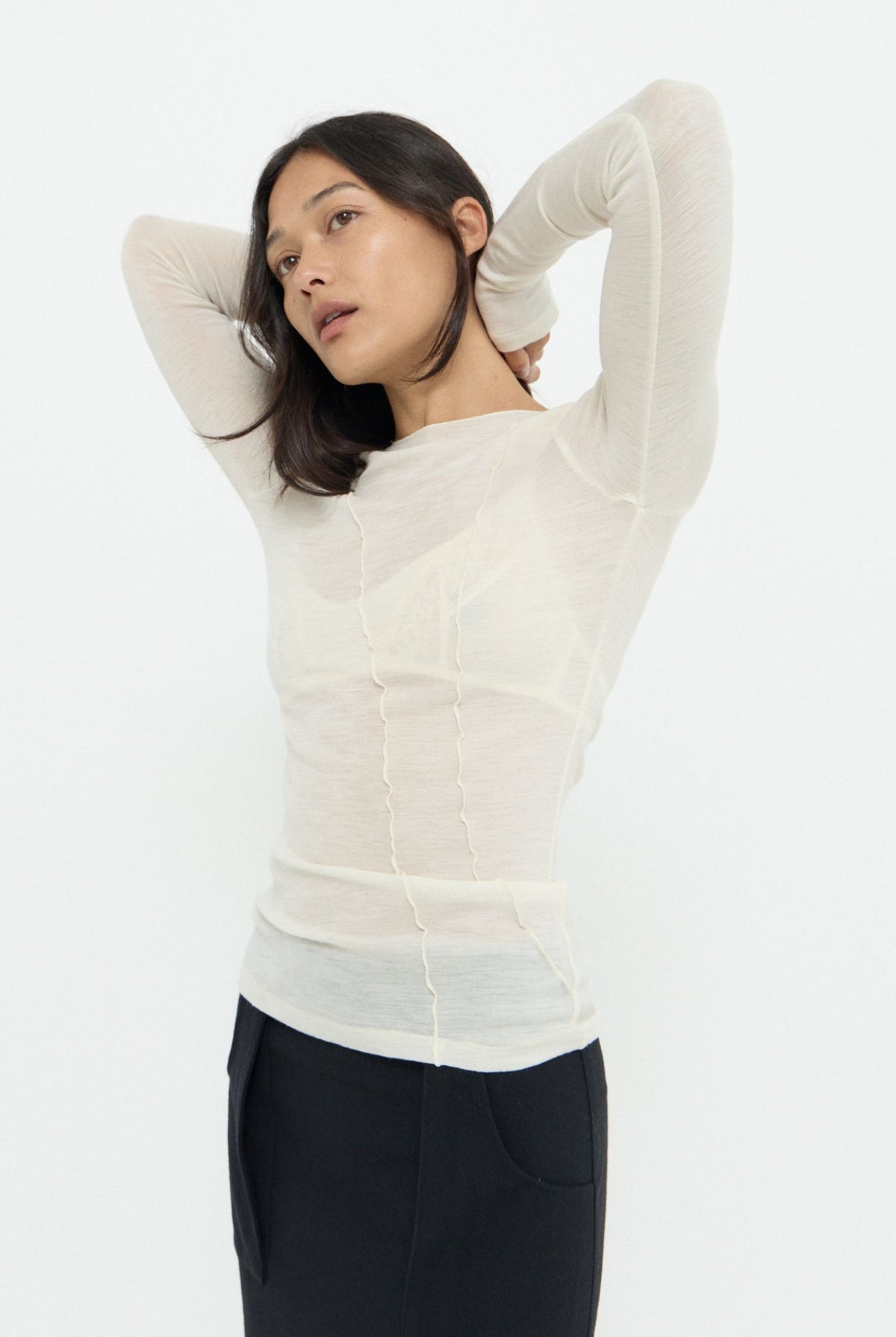 ELEMENTAL MERINO WOOL LOUNGE TOP - IVORY