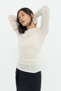 ELEMENTAL MERINO WOOL LOUNGE TOP - IVORY