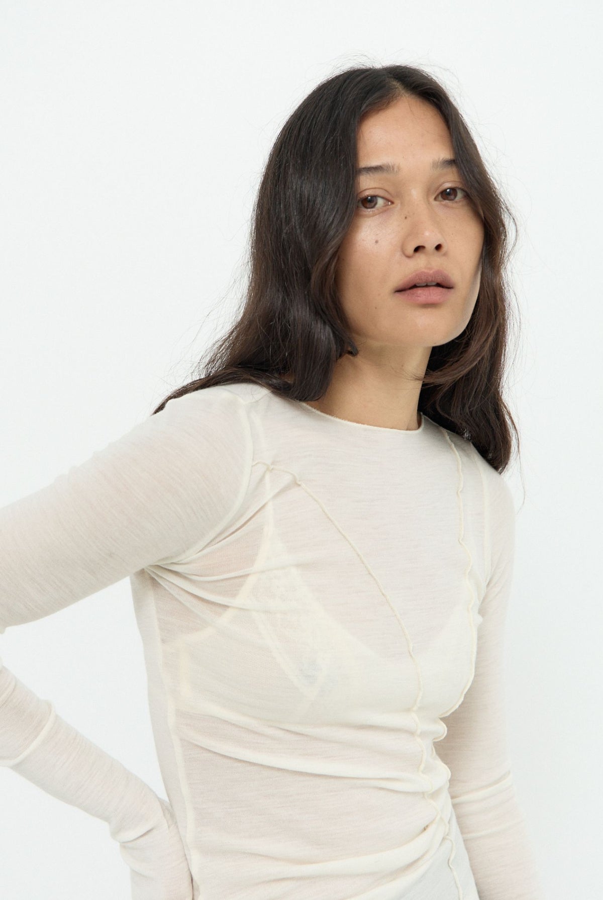 ELEMENTAL MERINO WOOL LOUNGE TOP - IVORY