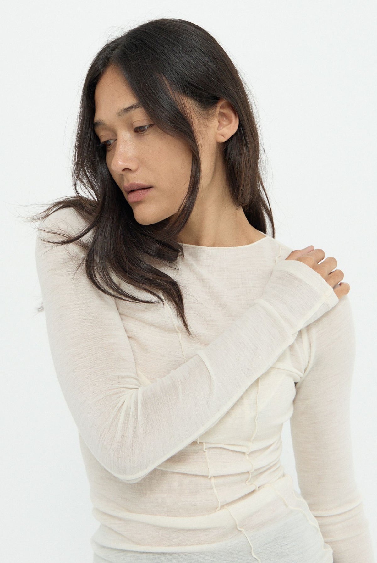 ELEMENTAL MERINO WOOL LOUNGE TOP - IVORY