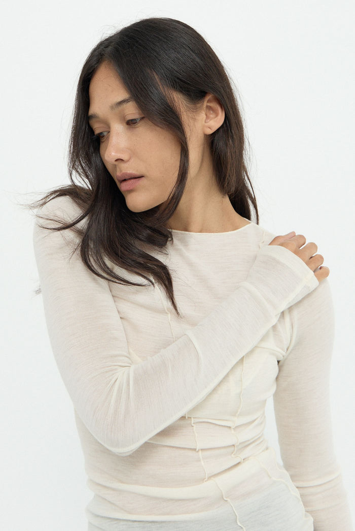 ELEMENTAL MERINO WOOL LOUNGE TOP - IVORY