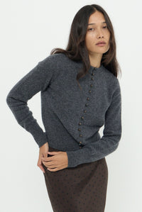 ESSENCE WOOL CASHMERE KNIT CARDIGAN - GREY MARLE