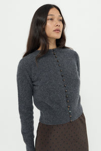 ESSENCE WOOL CASHMERE KNIT CARDIGAN - GREY MARLE