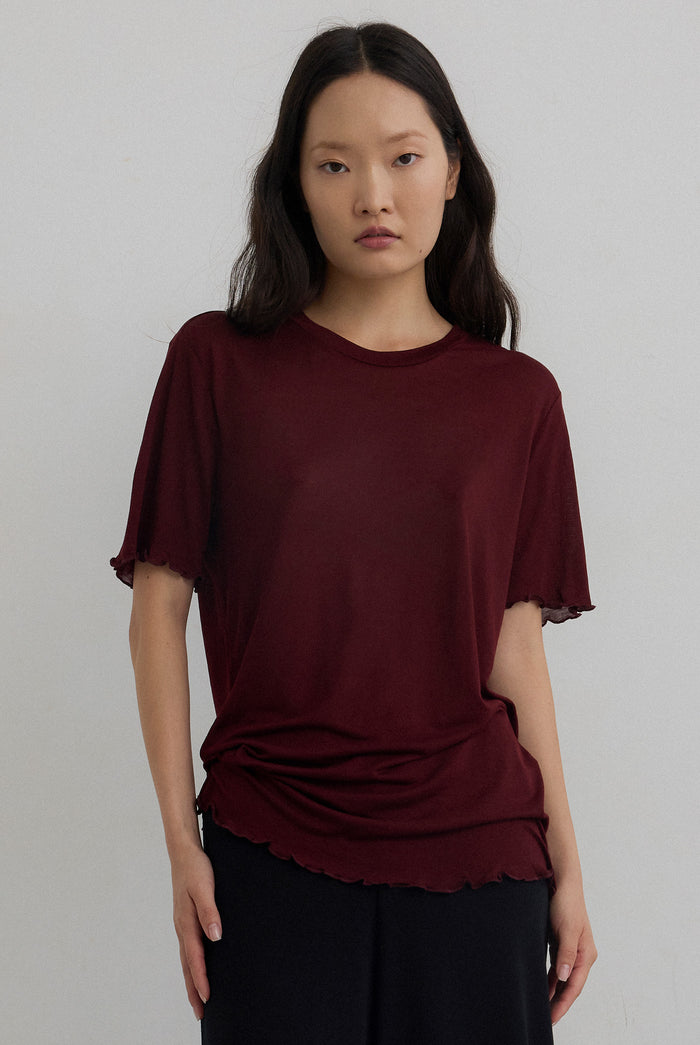FINE KNIT SLOUCH TEE – MAHOGANY