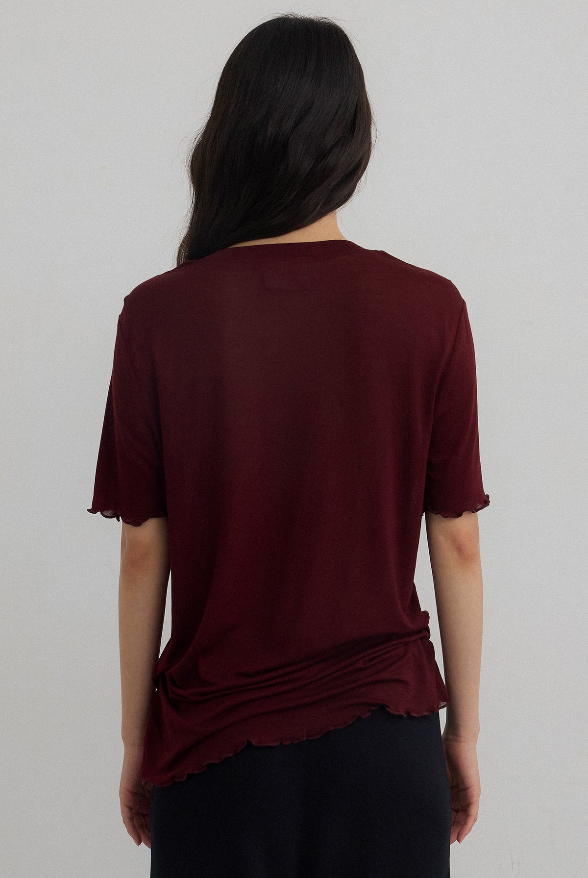 FINE KNIT SLOUCH TEE – MAHOGANY