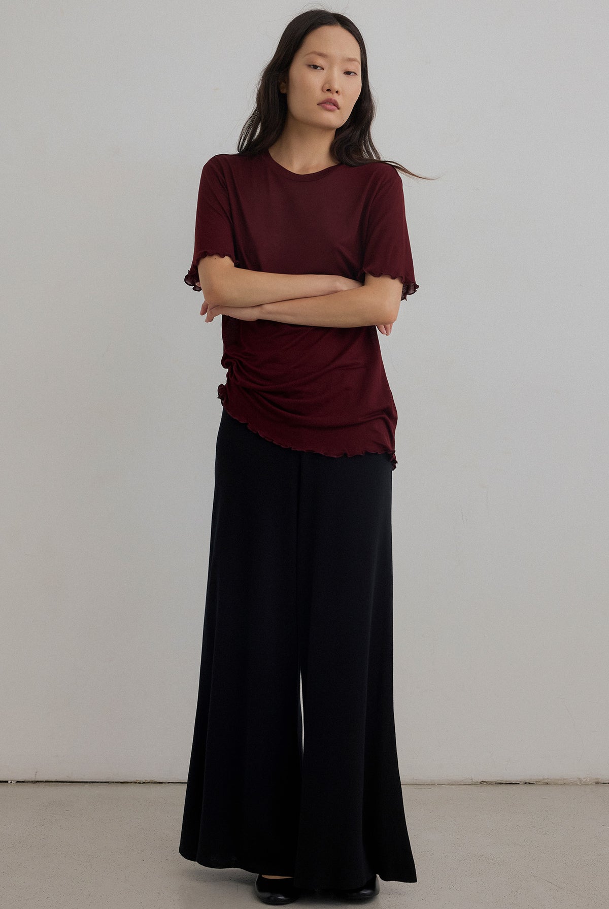 FINE KNIT SLOUCH TEE – MAHOGANY