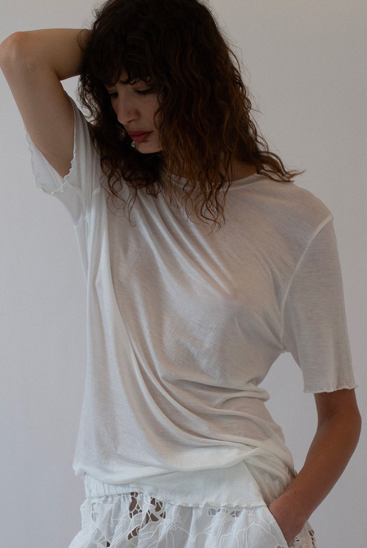 FINE KNIT SLOUCH TEE – IVORY