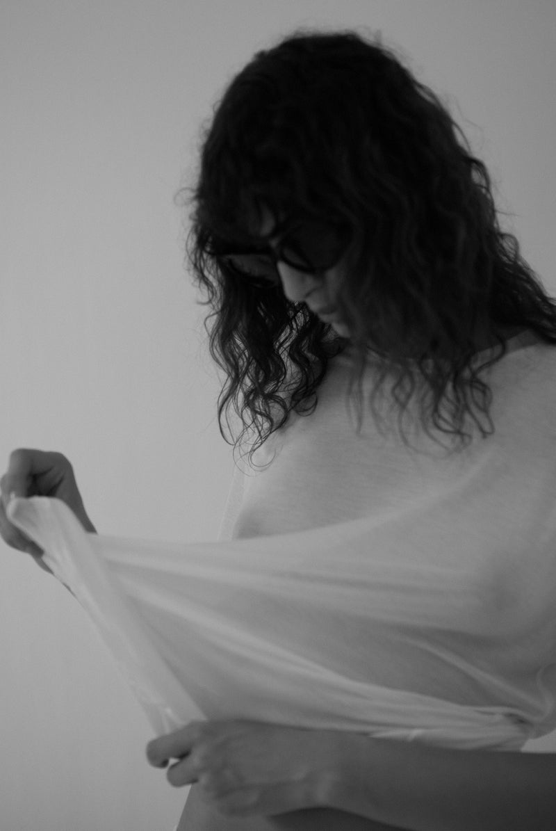 FINE KNIT SLOUCH TEE – IVORY