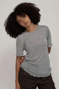 FINE KNIT SLOUCH TEE – GREY MARLE