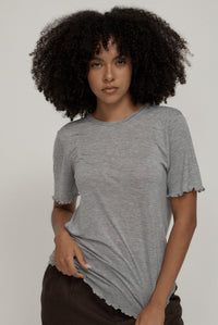 FINE KNIT SLOUCH TEE – GREY MARLE