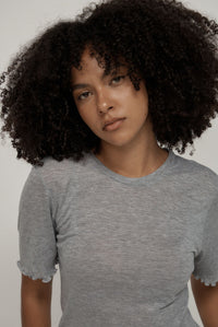 FINE KNIT SLOUCH TEE – GREY MARLE