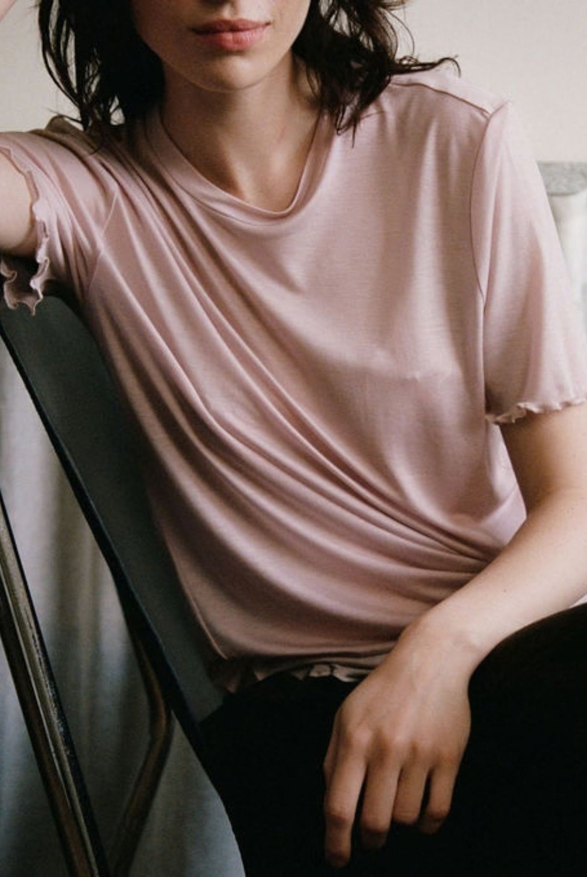FINE KNIT SLOUCH TEE – ROSE