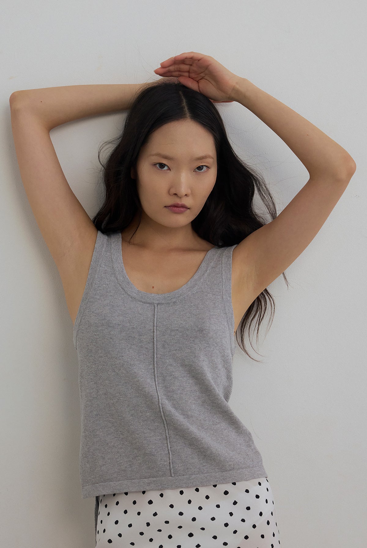 DAWN COTTON CASHMERE KNIT TANK - GREY MARLE