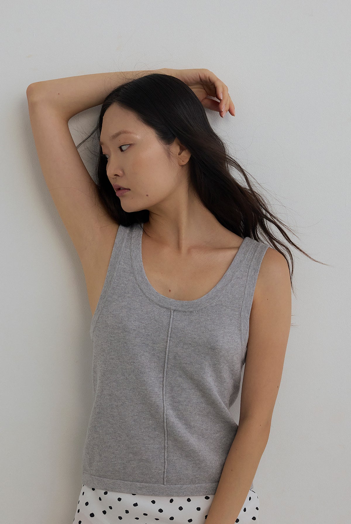 DAWN COTTON CASHMERE KNIT TANK - GREY MARLE