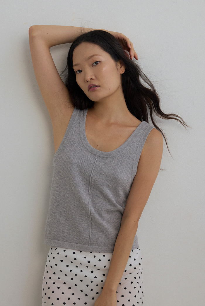 DAWN COTTON CASHMERE KNIT TANK - GREY MARLE